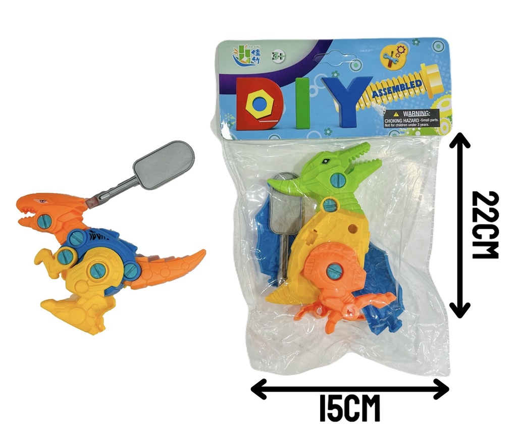 370584 DINO PARA ARMAR Y DESARMAR CON ACCESORIO BOLSA 22CM X12CM 038270