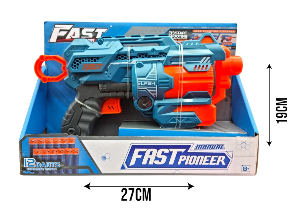 BH802 PISTOLA MANUAL C/12 BALAS DE GOMA EVA