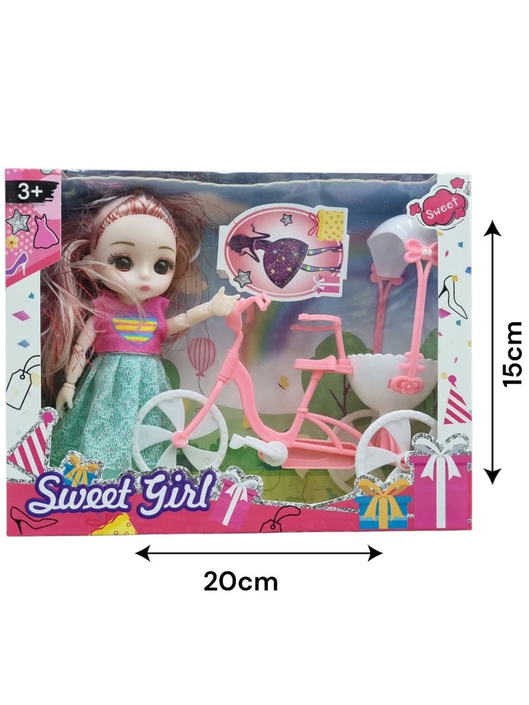 622929 MUÑECA CON BICICLETA Y ACCESORIOS