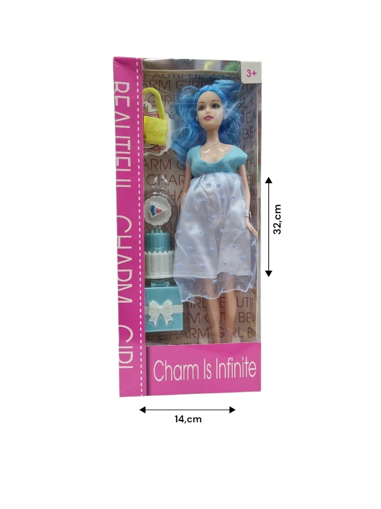 610862 MUÑECA EMBARAZADA CON TORTA Y ACC