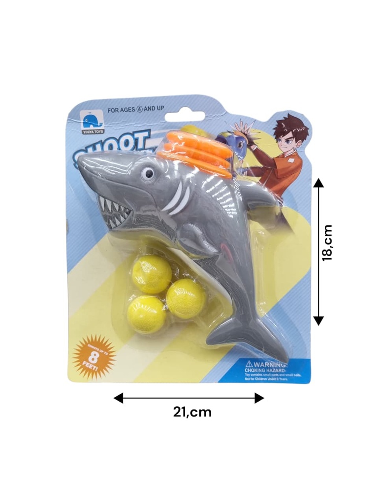 622653 PISTOLA LANZA BOLAS TIBURON EN BLISTER