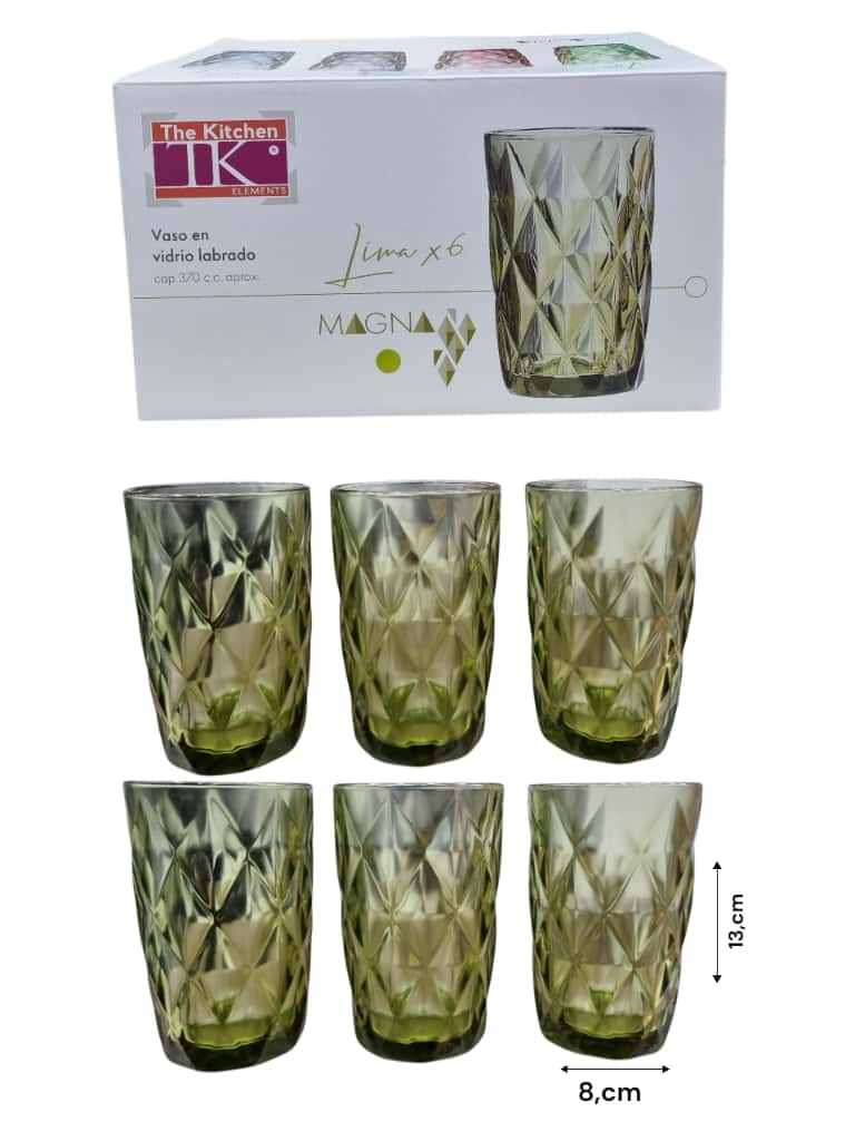 SET VASOS X6  VIDRIO  COLOR S04612DL-BHA6