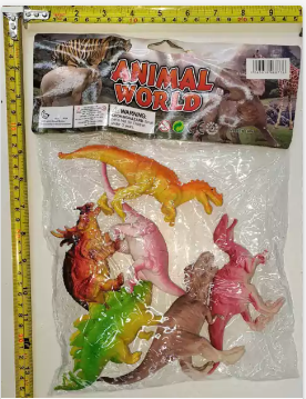 [P327841] 968776 DINOSAURIO GOMA X6PCS BOLSA 30CM X23CM