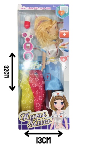[P327171] 929927 MUÑECA ENFERMERA CON ACCESORIO 32CM X13,5CM X4,5CM 370189 HWB192992