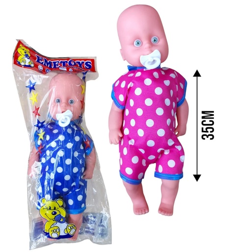 [P327071] BEBE EMETOYS GOMA EN BOLSA CON SONIDO 35CM X15CM
