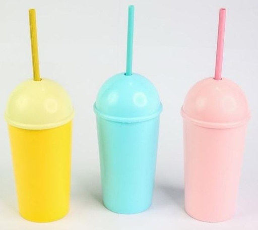 [028912] VASO LISO PASTEL TAPA ESFERA Y SORBETE 4543